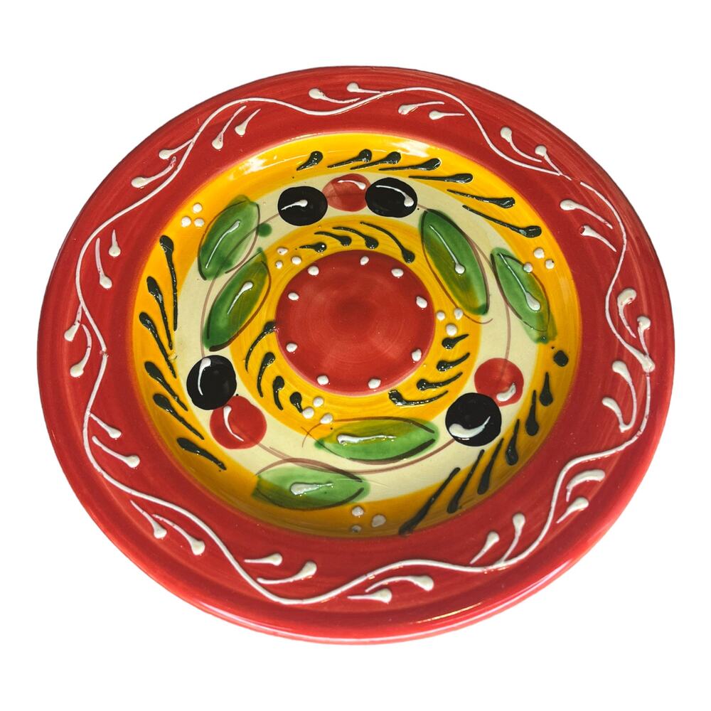 Pier 1 Imports OLIVE PLATE 9" Salad Appetizer Plate Ceramic Eathenware Spain 3D